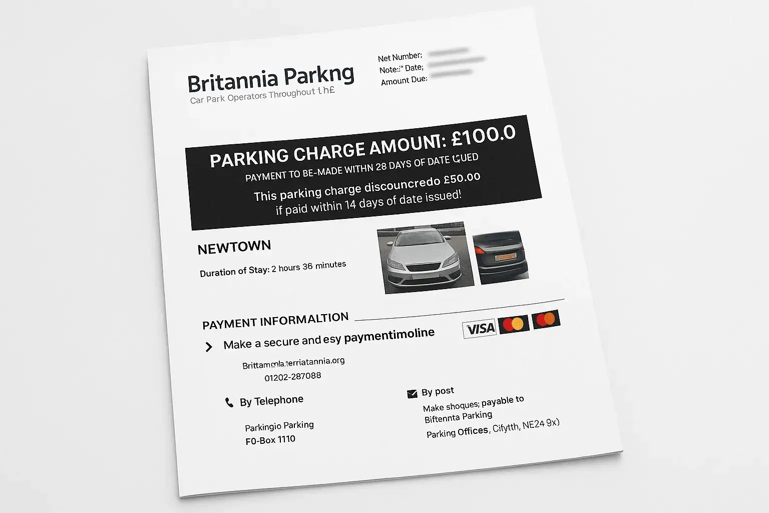 Britannia Parking Parking Ticket Letter