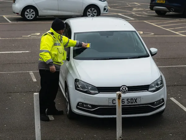 Parking officer issuing a ticket from Euro Car Parks